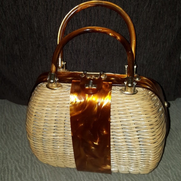 Handbags - 1950's rare hand made straw/wicker handbag